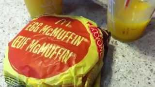 Unboxing McDonalds Breakfast Meal - Egg McMuffin, Hash Browns and Orange Juice