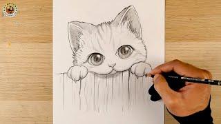 how to draw | How To Draw A Cat Step By Step | Cat Drawing Easy | easy drawing | animals drawing