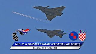 MiG-21 & Dassault Rafale (Croatian Air Force) Generations Flyby 2024.