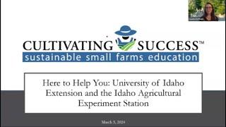 2024 Webinar Series: Here to Help You! University of Idaho Research and Extension