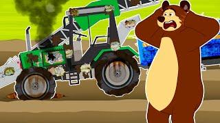 Repairing and Cleaning a broken Combine harvester | The Bear Garage funny Animation