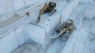 Aerial Movie Of Hard Working In The Biggest Marble Quarry Based In Greece-Birros Marble Quarries