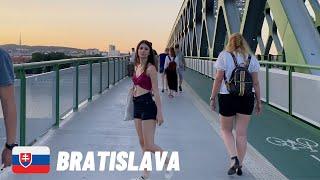  Bratislava 2022 Tyršovo nábrežie - Eurovea 20 July Walking Tour|4k UHD 60fps