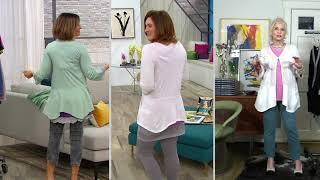 LOGO by Lori Goldstein Cotton Modal Cardigan w/ Lace on QVC