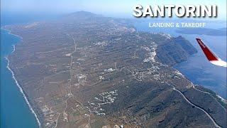 Santorini Airport - Landing and Take Off 4K