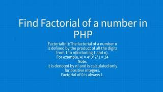 Find factorial of a given number in PHP