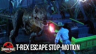 T-Rex Escape Scene in Stop-Motion - 4K HDR  - Jurassic Park