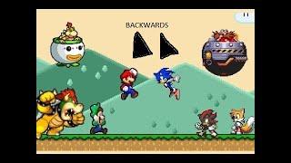 MARIO VS SONIC IN REVERSE And x2 speed (Credit to *Scouthedog1 Animations*)