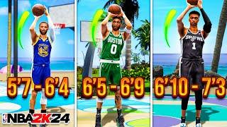 BEST JUMPSHOTS for EVERY HEIGHT + THREE POINT RATING in NBA 2K24 SEASON 8!