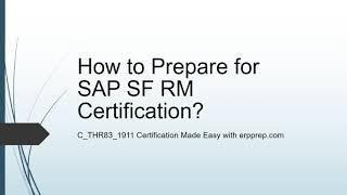 Latest Question for SAP SF RM Certification | SAP C_THR83_1911 Study Guide