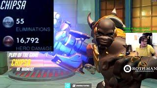 CHIPSA DOOMFIST GOD?! 55 ELIMS! POTG! [ OVERWATCH SEASON 24 TOP 500 ]