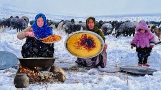 Survival in the Coldest Village With Heavy Snowfall | Shepherd Mother Cooking Traditional Food