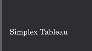 lineare Optimierung mit dem Simplex-Tableau