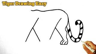 Tiger  Drawing Most Simple Ever from letter YY