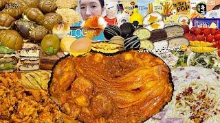 먹방VLOG+한입혜영6화실비김치한우곱찜닭+비빔밥크림짬뽕 빵해장 치즈버거 맘모스빵 마늘바게트 신상과자 [봄나리베이커리]소금빵6종 [봄날엔]초코퐁당5종라이브 공지️MUKBANG