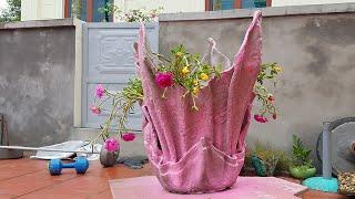 Innovative cement products | How to make beautiful pots from old towels