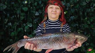 Grandma cooked a very big fish and we were extremely surprised by its taste