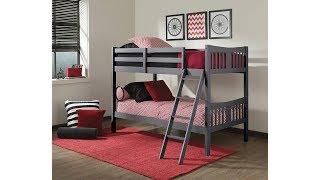 Storkcraft Caribou Solid Hardwood Twin Bunk Bed, Gray Twin Bunk Beds for Kids with Ladder and Safety