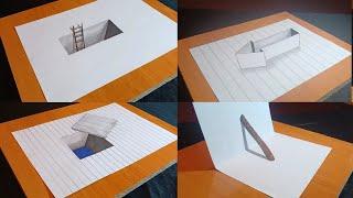 Easy 3d drawing on paper-how to draw illusion optical #3DDrawing #3DArt #3dillusionart