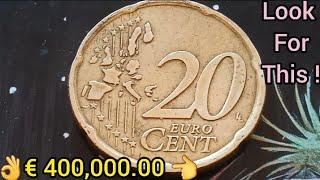 MOST EXPENSIVE  € 400,000.00  Very Rare Error Coin 20 Cent Euro French 2002 coin worth money