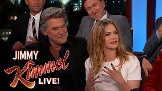 Kurt Russell & Jennifer Jason Leigh are Handcuffed during The Hateful Eight