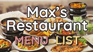 Max's Restaurant Menu Prices [Philippines Restaurant Menu]