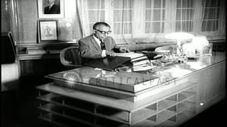 Premier Ali Amini of Iran in his office. HD Stock Footage