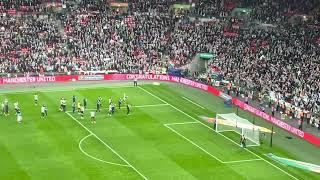 Newcastle fans at full time cheering their team off the pitch vs Manchester United