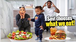 BABY SAVIOUR CHOOSES WHAT WE EAT FOR 24 HOURS! *BAD IDEA*