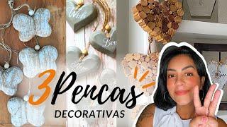 DIY | TRÊS IDEIAS DE PENCAS DECORATIVAS | IDEIAS FÁCEIS E BARATAS PARA DECORAR SUA CASA