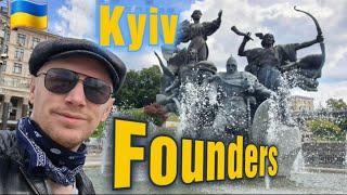 The founders of Kyiv - Kyi, Shchek, Khoryv, and Lybid - Independence Square Kyiv Ukraine