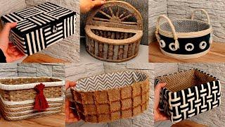 6 Beautiful storage boxes made of cardboard and rope