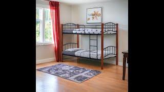 Metal & Wood Single Bunk Bed | Convertible Double Bunk 90x190cm