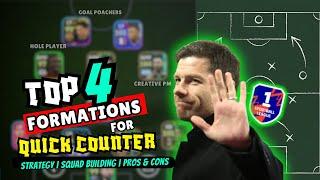 Top 4 Quick Counter Best Formations To Reach Division 1 in eFootball 2024 | ️Quick Counter Best