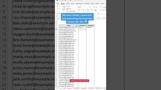 Extract first and last name from emails using Excel’s  1