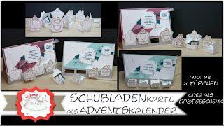 Schubladenkarte - Adventskalender - Gastgeschenk - Zeitgeschenk Kalender - Stampin'Up! ® - Anleitung