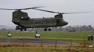 Royal Netherlands Air Force Chinooks,  KONINKLUKE LUCHTMACHT, KLU, Carlisle, Start-up to Take off.