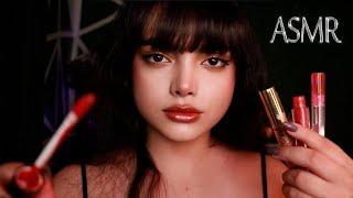 ای اس ام آر،تست رژ و لیپ گلاس روی لبات با صدای آدامس|persian asmr |makeup asmr