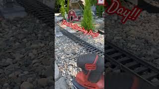 G-Scale Track Cleaning!!  #Garden railroad #gardentrains #gardening #sandingmachine