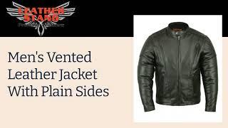 Men's Vented Leather Motorcycle Jacket With Plain Sides