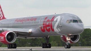 Jet2.com Boeing 757-200 ROARING CLOSE UP Takeoff - Leeds Bradford Airport (LBA/EGNM) with ATC