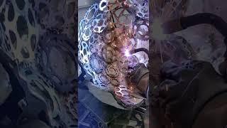 Welding Process for Ball of Metal Bicycle Sprockets MIG Welding Art Sculpture