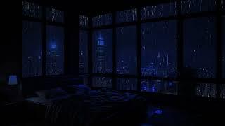 Embrace Ultimate Relaxation with Midnight Rain Sounds in Your Dark Bedroom ️ Cityscape Slumber