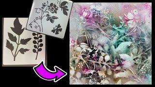 Reverse Stenciling WATERCOLOR demonstration Easy & Fun Art Journal Floral Background!