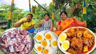 এই গরমে বাগানে গ্রামের স্টাইলে ডিম দিয়ে মটন ডাকবাংলো আর ভাত জমিয়ে খেলাম