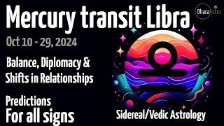 Mercury transit in Libra 2024 | Oct 10 - 29 | Vedic Astrology predictions #siderealastrology #libra