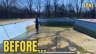 Green smelly algae  stained Pool walls Lets CLEAN |Time Lapse EP.1 |