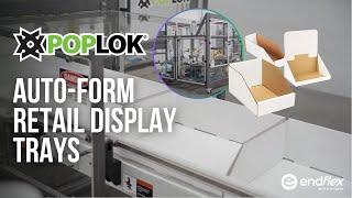 PopLok Machine for Forming Die Cut Corrugated Retail Display Trays - Up to 1,200 per hour