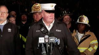 FDNY officials provide update on 3-alarm brush fire in Manhattan