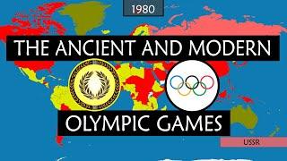 The History of the Ancient and Modern Olympic Games on a map